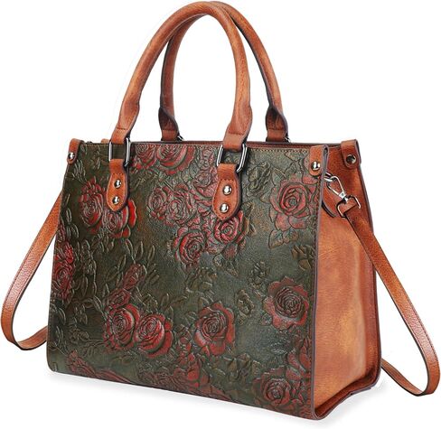 Crossbody Bag for Women Shoulder Bag Top Handle Tote Purses Vintage Satchels Handbag Embossing Rose in Saudi Arabia