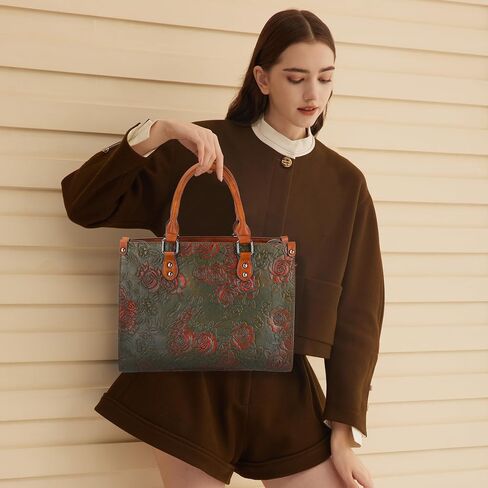 Crossbody Bag for Women Shoulder Bag Top Handle Tote Purses Vintage Satchels Handbag Embossing Rose in Saudi Arabia