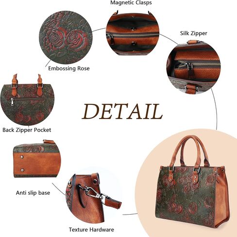 Crossbody Bag for Women Shoulder Bag Top Handle Tote Purses Vintage Satchels Handbag Embossing Rose in Saudi Arabia