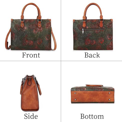 Crossbody Bag for Women Shoulder Bag Top Handle Tote Purses Vintage Satchels Handbag Embossing Rose in Saudi Arabia