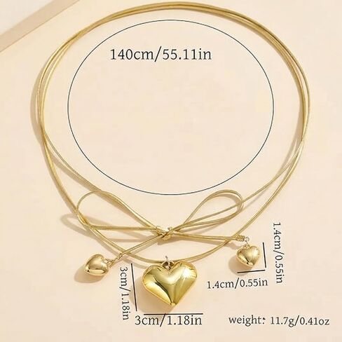 Chunky Heart Tie Necklace for Women, Wrap Choker with Heart Locket Pendant, in Kuwait