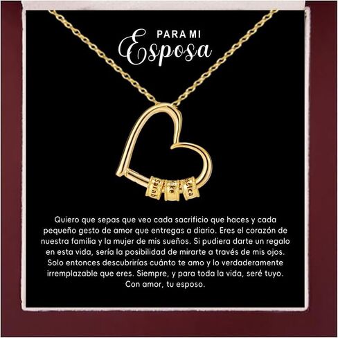 To My Wife Personalized Name Necklace -Family's Love Engraved 1-7 Name Pendant with Gift Box, Customized Necklaces for Wift Girlfriend Birthday Valentine's Day Christmas Gfts in Saudi Arabia