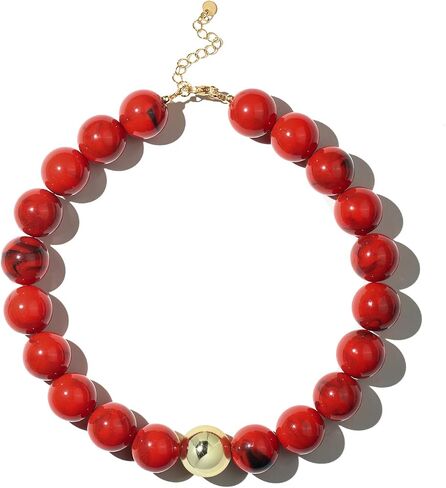 DoDoBeads Chunky Beaded Necklaces for Women, Colorful Statement Choker with Gold Stainless Steel Hardware, Lightweight Summer Vacation Jewelry, Gift Ready in Saudi Arabia