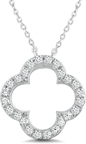 Dewberry 1/4 Cttw Round Cut IGI Certified Lab Grown Diamond Four Leaf Open Clover Pendant in 14K White Gold or Yellow Gold with 18 Inch Chain for Women | Necklace for Good Luck | Dainty Jewelry Gifts for Her (Clarity: VS, Color: FG, 0.25 cttw) in Saudi Arabia