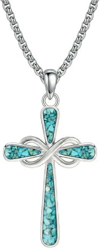 ONEFINITY Cross Necklace for Women 18k White Gold Plated Cross Pendant Necklace Religious Christian Faith Jewelry Gifts for Women Men in Kuwait