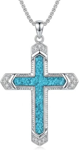 ONEFINITY Cross Necklace for Women 18k White Gold Plated Cross Pendant Necklace Religious Christian Faith Jewelry Gifts for Women Men in Kuwait