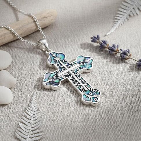 ONEFINITY Cross Necklace for Women 18k White Gold Plated Cross Pendant Necklace Religious Christian Faith Jewelry Gifts for Women Men in Kuwait