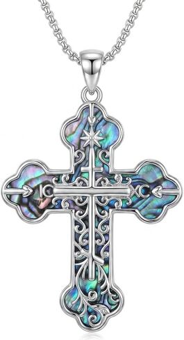 ONEFINITY Cross Necklace for Women 18k White Gold Plated Cross Pendant Necklace Religious Christian Faith Jewelry Gifts for Women Men in Kuwait