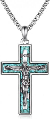 ONEFINITY Cross Necklace for Women 18k White Gold Plated Cross Pendant Necklace Religious Christian Faith Jewelry Gifts for Women Men in Kuwait