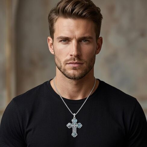 ONEFINITY Cross Necklace for Women 18k White Gold Plated Cross Pendant Necklace Religious Christian Faith Jewelry Gifts for Women Men in Kuwait