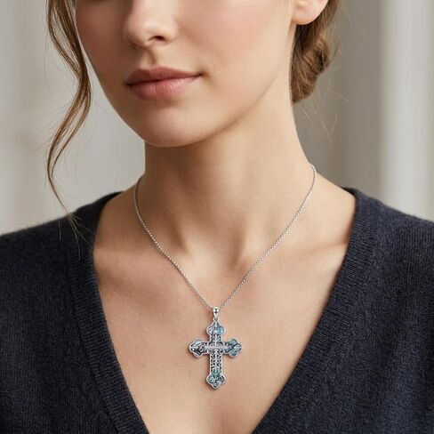 ONEFINITY Cross Necklace for Women 18k White Gold Plated Cross Pendant Necklace Religious Christian Faith Jewelry Gifts for Women Men in Kuwait