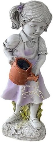 Beautiful Girl Watering The Garden Statue with Solar Fairy Light,Cute Garden and Balcony Statue Decoration for Garden Lovers in Saudi Arabia