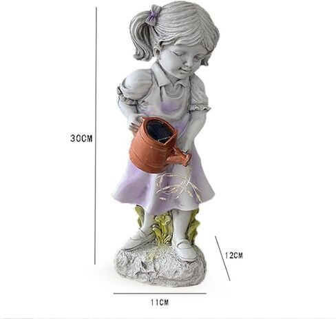 Beautiful Girl Watering The Garden Statue with Solar Fairy Light,Cute Garden and Balcony Statue Decoration for Garden Lovers in Saudi Arabia