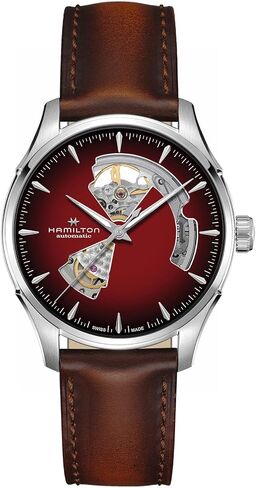 Hamilton Jazzmaster Performer Automatic Men's Watch, 40mm Stainless Steel Case, Swiss Made, Burgundy Dial Analog Wrist Watch, 50m Waterproof, Sapphire Crystal, 3-Hand Movement, Calf Leather Strap in Kuwait