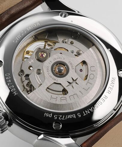 Hamilton Jazzmaster Performer Automatic Men's Watch, 40mm Stainless Steel Case, Swiss Made, Burgundy Dial Analog Wrist Watch, 50m Waterproof, Sapphire Crystal, 3-Hand Movement, Calf Leather Strap in Kuwait