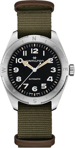 Hamilton Khaki Field Expedition Automatic Men's Watch, 41mm Stainless Steel Case, Swiss Made, Black Dial Analog Wrist Watch for Men, 100m Waterproof, Sapphire Crystal, 3-Hand Movement, Textile Strap in Kuwait