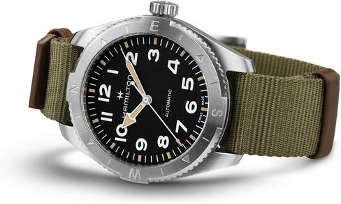 Hamilton Khaki Field Expedition Automatic Men's Watch, 41mm Stainless Steel Case, Swiss Made, Black Dial Analog Wrist Watch for Men, 100m Waterproof, Sapphire Crystal, 3-Hand Movement, Textile Strap in Kuwait