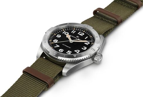 Hamilton Khaki Field Expedition Automatic Men's Watch, 41mm Stainless Steel Case, Swiss Made, Black Dial Analog Wrist Watch for Men, 100m Waterproof, Sapphire Crystal, 3-Hand Movement, Textile Strap in Kuwait