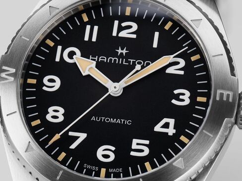 Hamilton Khaki Field Expedition Automatic Men's Watch, 41mm Stainless Steel Case, Swiss Made, Black Dial Analog Wrist Watch for Men, 100m Waterproof, Sapphire Crystal, 3-Hand Movement, Textile Strap in Kuwait