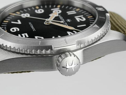 Hamilton Khaki Field Expedition Automatic Men's Watch, 41mm Stainless Steel Case, Swiss Made, Black Dial Analog Wrist Watch for Men, 100m Waterproof, Sapphire Crystal, 3-Hand Movement, Textile Strap in Kuwait