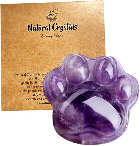 Clear Quartz Cat Paw Crystals and Healing Stones, Natural Stone for Anxiety Relief, Worry Stones for Stress Relief, Unique Crystal Figurines Gift for Crystal Cat Lovers Women Men (White-clear Quartz) in Saudi Arabia