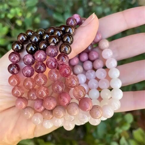 Love Energy Crystal Bracelet for Women Garnet, Quartz, Rose Quartz, Rhodonite, Moonstone for Mothers Days Gift, Birthday, Christmas Healing Gemstone Bracelet (Gift Box & Meaning Card) in Saudi Arabia