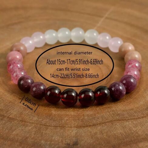 Love Energy Crystal Bracelet for Women Garnet, Quartz, Rose Quartz, Rhodonite, Moonstone for Mothers Days Gift, Birthday, Christmas Healing Gemstone Bracelet (Gift Box & Meaning Card) in Saudi Arabia