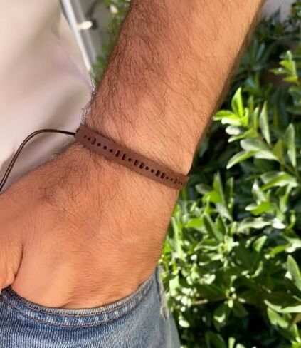 | Until We Meet Again Morse Code Bracelet, Brown Leather Morse Code Bracelet for Men, Miscarriage Gift for Dad, Loss of A Baby, Boyfriend Gift, Husband Gift for Him in Saudi Arabia