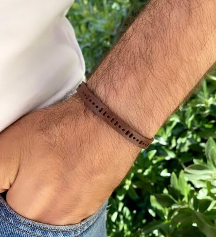 | Until We Meet Again Morse Code Bracelet, Brown Leather Morse Code Bracelet for Men, Miscarriage Gift for Dad, Loss of A Baby, Boyfriend Gift, Husband Gift for Him in Saudi Arabia