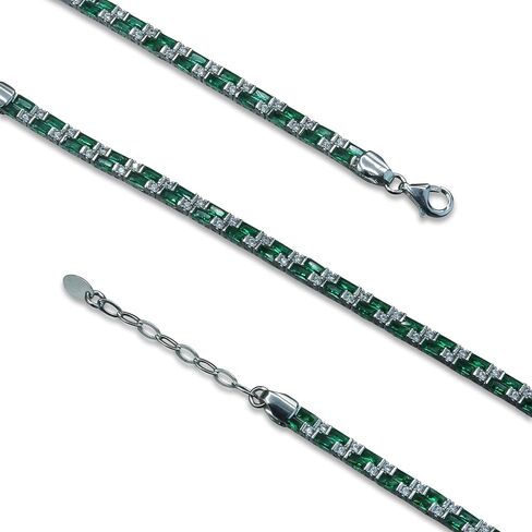 Green Emerald Gemstone Handmade 925k Silver Luxury Chain Tennis Bracelet for Men in Saudi Arabia