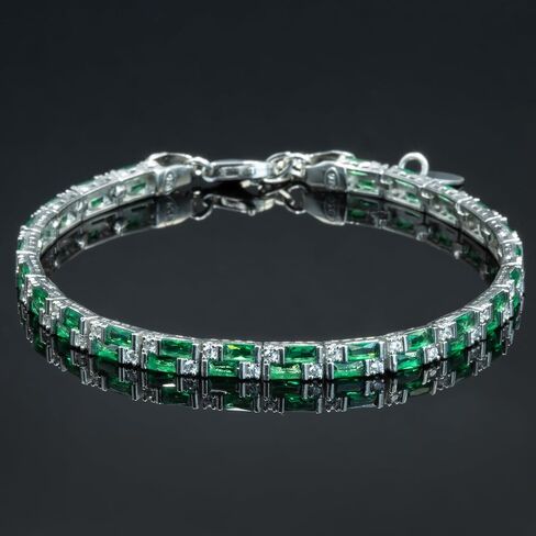 Green Emerald Gemstone Handmade 925k Silver Luxury Chain Tennis Bracelet for Men in Saudi Arabia