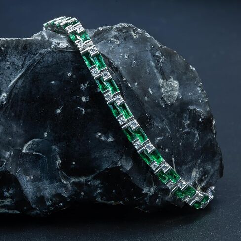 Green Emerald Gemstone Handmade 925k Silver Luxury Chain Tennis Bracelet for Men in Saudi Arabia