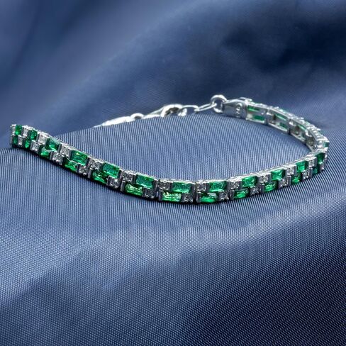 Green Emerald Gemstone Handmade 925k Silver Luxury Chain Tennis Bracelet for Men in Saudi Arabia