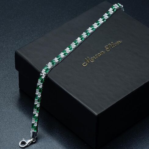 Green Emerald Gemstone Handmade 925k Silver Luxury Chain Tennis Bracelet for Men in Saudi Arabia