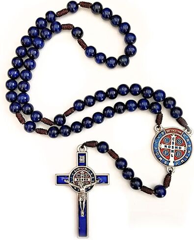 Blue St. Benedict Wooden Rosary - Beautifully Handmade - Catholic or Christian Gift Rosaries in Saudi Arabia