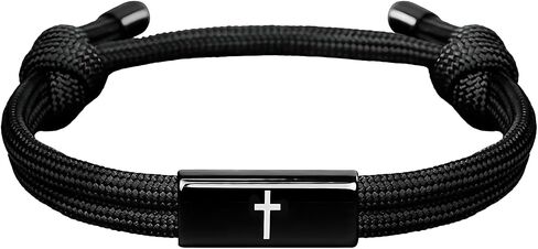 Christian Cross Bracelet for Men Adjustable Rope Wristband to Overcome Fear & Play with Courage Religious Reminder Gift for Young Athletes on Game Day Bible Verse Joshua 1:9 Braided Cord in Saudi Arabia