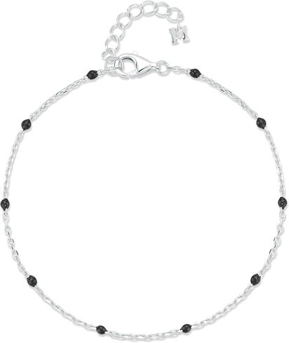 MATEO New York Black Enamel Station Chain Bracelet, Sterling Silver in Saudi Arabia