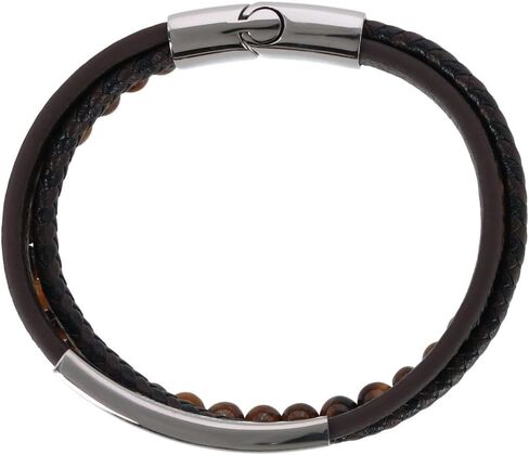 Trafalgar Men's Beaded and Leather 3 Strand Bracelet in Kuwait