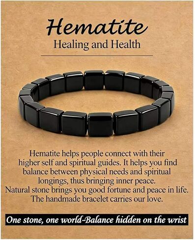 ROYONE Men's Hematite Healing Bracelet - Natural Stone Beaded Gift for Him, Inspirational Jewelry to Reignite Masculine Energy & Confidence in Kuwait