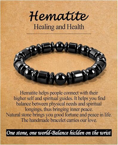 ROYONE Men's Hematite Healing Bracelet - Natural Stone Beaded Gift for Him, Inspirational Jewelry to Reignite Masculine Energy & Confidence in Kuwait