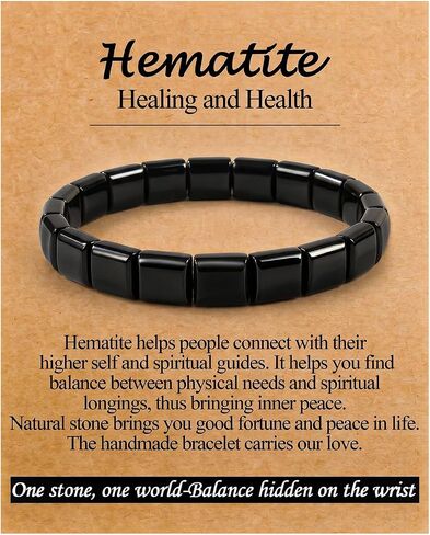 ROYONE Men's Hematite Healing Bracelet - Natural Stone Beaded Gift for Him, Inspirational Jewelry to Reignite Masculine Energy & Confidence in Kuwait