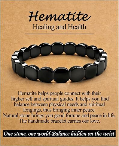 ROYONE Men's Hematite Healing Bracelet - Natural Stone Beaded Gift for Him, Inspirational Jewelry to Reignite Masculine Energy & Confidence in Kuwait