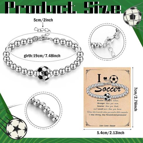 Ecation 24 Set Soccer Bracelets Sport Team Gifts Bulk Sport Party Favors Soccer Bracelets with Inspirational Cards for Man Women Fan Player Team Lovers Friend Birthday 2026 Sports Senior Night Gifts in Kuwait
