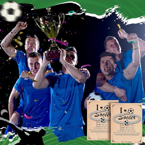 Ecation 24 Set Soccer Bracelets Sport Team Gifts Bulk Sport Party Favors Soccer Bracelets with Inspirational Cards for Man Women Fan Player Team Lovers Friend Birthday 2026 Sports Senior Night Gifts in Kuwait