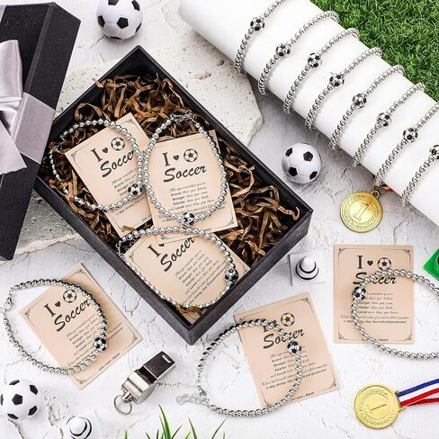 Ecation 24 Set Soccer Bracelets Sport Team Gifts Bulk Sport Party Favors Soccer Bracelets with Inspirational Cards for Man Women Fan Player Team Lovers Friend Birthday 2026 Sports Senior Night Gifts in Kuwait