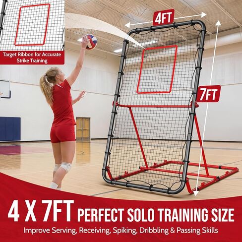 7x4 FT Volleyball Rebounder Net - 90° Foldable Angle & Sturdy 4x7 Base, Adjustable Bounce Back Trainer for Volleying/Bumping/Spiking Practice in Kuwait