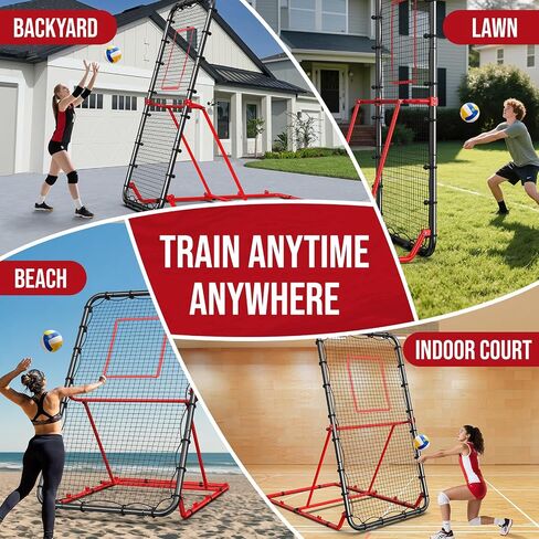 7x4 FT Volleyball Rebounder Net - 90° Foldable Angle & Sturdy 4x7 Base, Adjustable Bounce Back Trainer for Volleying/Bumping/Spiking Practice in Kuwait