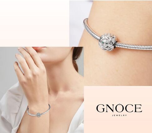 GNOCE Wolf Charm Bead 925 Sterling Silver Inlaid with Crystal Zircon Stons Jewelry Gift For Women Wife Fit Bracelets/Necklace in Kuwait