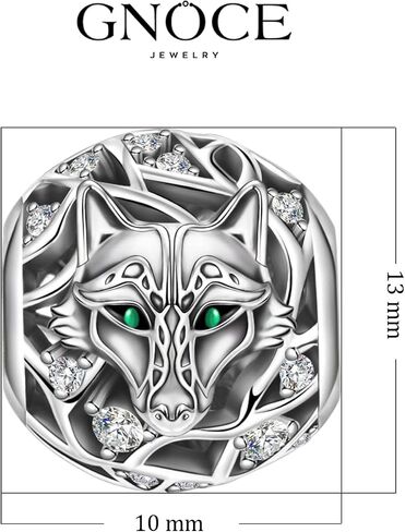 GNOCE Wolf Charm Bead 925 Sterling Silver Inlaid with Crystal Zircon Stons Jewelry Gift For Women Wife Fit Bracelets/Necklace in Kuwait