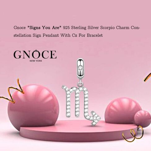 GNOCE Scorpio Charms Pendant Sterling Silver Signs You are Zodiac Sign Dangle Charms with Cubic Zirconia fit for Bracelet/Necklace Women in Kuwait
